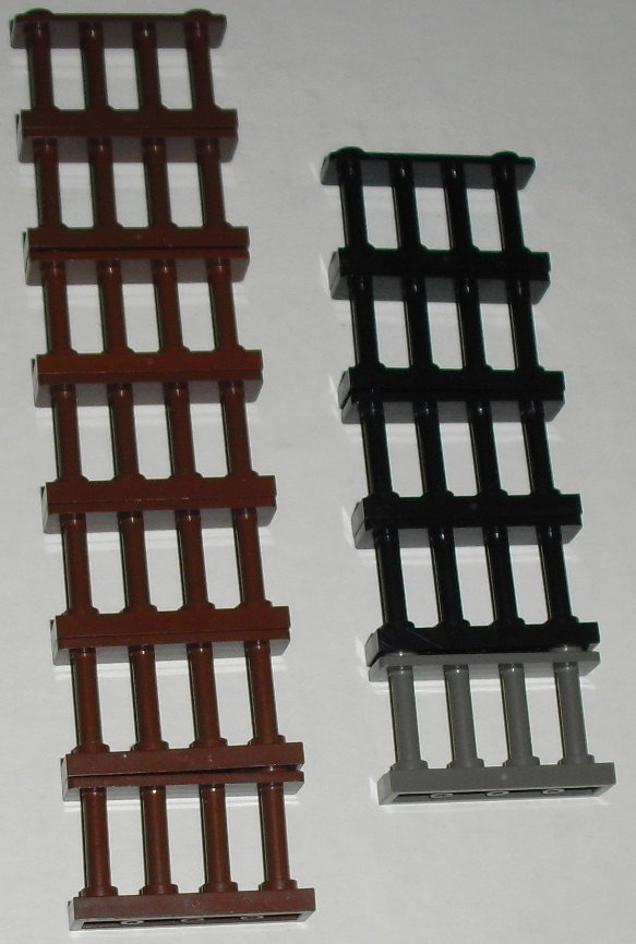 LEGO Parts Lot of 12 Fences spindled 1 x 4 x 2, mixed colors - Click Image to Close