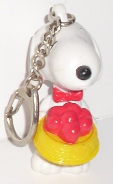 Peanuts SNOOPY PVC Figure w/food bowl clip-on 2.25" - Click Image to Close