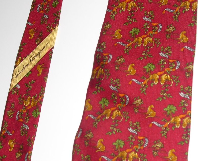 SALVATORE FERRAGAMO Silk TIE Necktie COUGAR animals - Click Image to Close