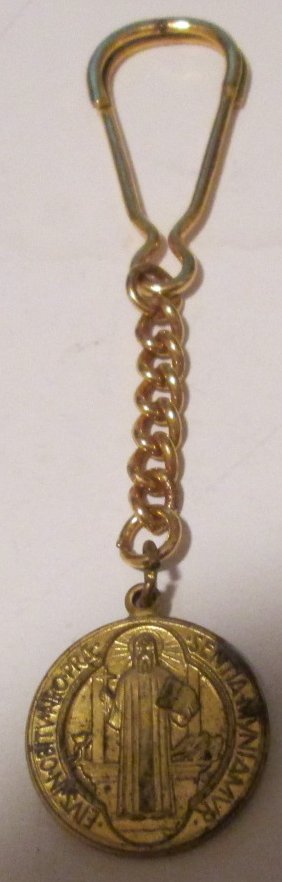 Religious medallion metal keyring key chain 1"