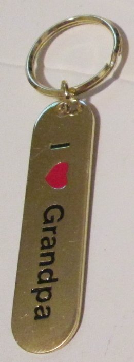 I love heart GRANDPA flat metal keyring key chain 3" - Click Image to Close