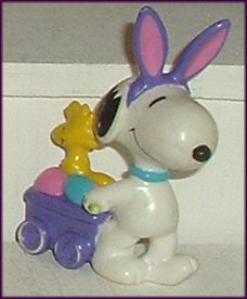 Peanuts SNOOPY PVC Figure Bunny w/cart w/Woodstock Peanuts SNOOPY PVC Figure Bunny w/cart w/Woodstock
