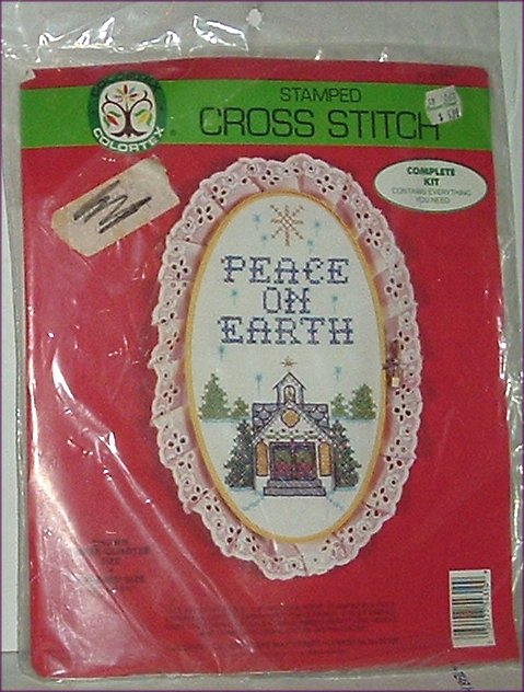 Colortex Stamped Cross Stitch PEACE ON EARTH Kit MIP