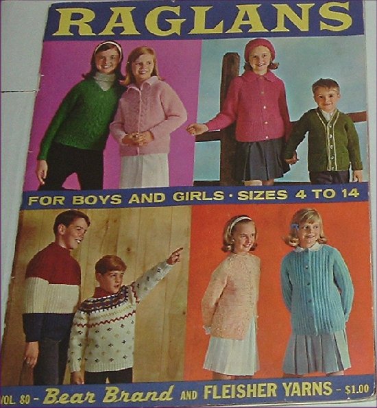 Vintage 1964 KNITTING Patterns Book RAGLANS Children