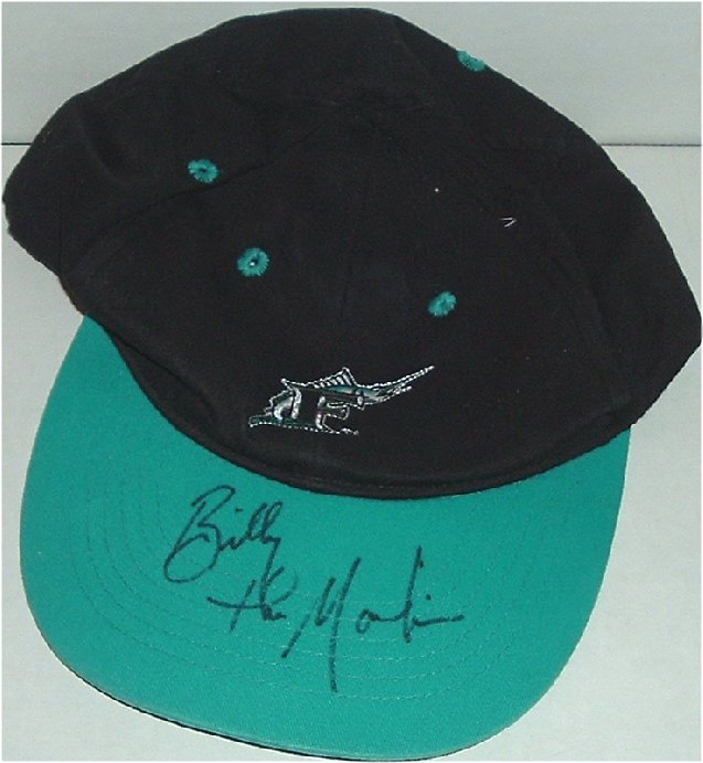 Baseball FL Marlins BILLY THE MARLIN Mascot SIGNED Cap