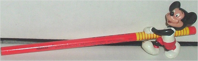 MICKEY MOUSE PVC Figure w/Flex-O-Pole Pencil Disney - Click Image to Close