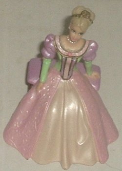 Princess BARBIE Doll PVC Figure w/gown on bench 3.5" - Click Image to Close