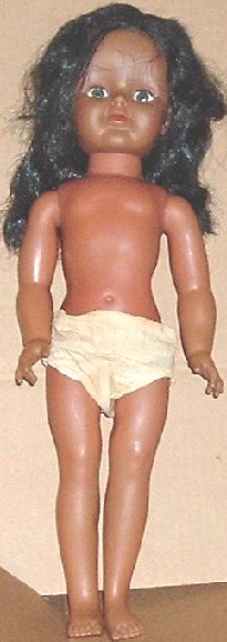Vintage Vinyl Poseable Black Girl Doll 20"
